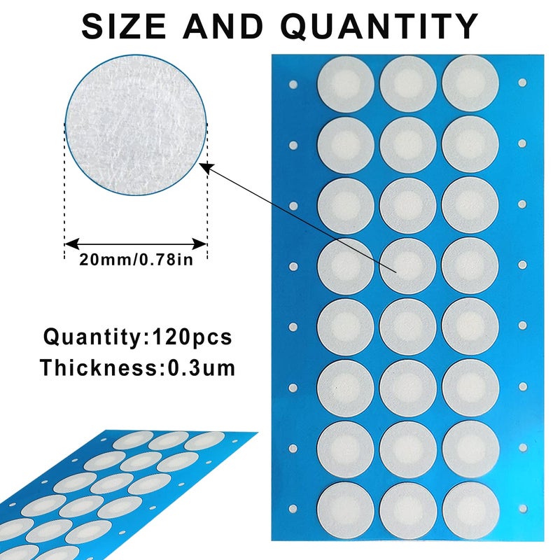 MaehSab 120 Pcs Synthetic Filter Paper Stickers, 20mm 0.3 μm Filter Disc Strong Adhesive Patch Applied Under Wide Mouth Jar Lid for Mushroom Cultivation - Image 2